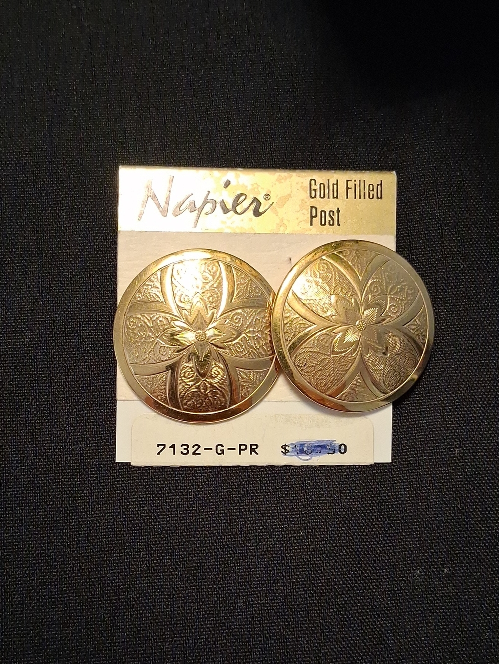 Vintage Napier Gold Filled Round Ear Rings.